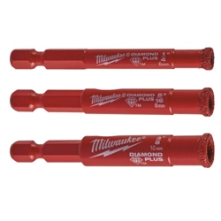 vendita online Set 3 punte diamantate secco/umido attacco 1/4" hex Punte per legno ferro metallo calcestruzzo Milwaukee