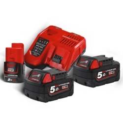 vendita online Kit 2 batterie 18v 5ah + batteria 12v 2ah + caricabatterie Batterie e Pile Milwaukee