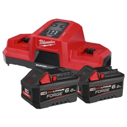 vendita online Kit 2 batterie 18v 6ah + caricabatterie simultaneo rapido Batterie e Pile Milwaukee