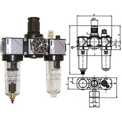 vendita online Gruppi filtro-riduttore-lubrificatore variobloc con svuotamento automatico bicchieri in policarbonato trasparente Utensili ad aria compressa Ewo