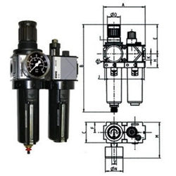 vendita online Gruppi filtro-riduttore-lubrificatore variobloc con svuotamento automatico Utensili ad aria compressa Ewo