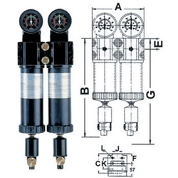 vendita online Gruppi filtro ad 2 unità filtro di cellulosa + filtro al silicato di boro ewobloc Utensili ad aria compressa Ewo