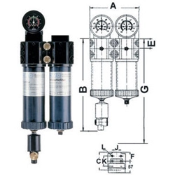 vendita online Gruppi filtro ad 2 unità filtro al silicato di boro + filtro al carbone attivo ewobloc Filtri aria compressa​ Ewo